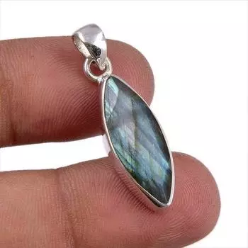 Natural Labradorite Gemstone 925 Solid Sterling Silver Gift Pendant 1.25 v4v21