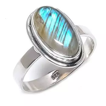 Natural Labradorite Gemstone 925 Solid Sterling Silver Jewelry Ring Size 9 c7j09