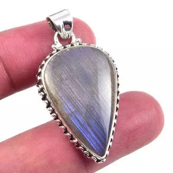 Natural Labradorite Gemstone 925 Solid Sterling Silver Gift Pendant 1.75 s5W95