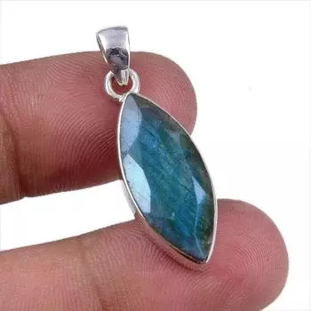 Natural Labradorite Gemstone 925 Solid Sterling Silver Gift Pendant 1.25 A2s84