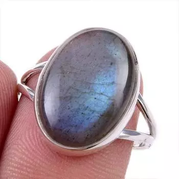 Natural Labradorite Gemstone 925 Solid Sterling Silver Jewelry Ring Size 8 u2V42