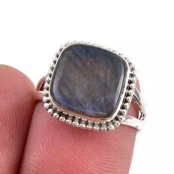 Natural Labradorite Gemstone 925 Solid Sterling Silver Jewelry Ring S.5.5 Z7R89