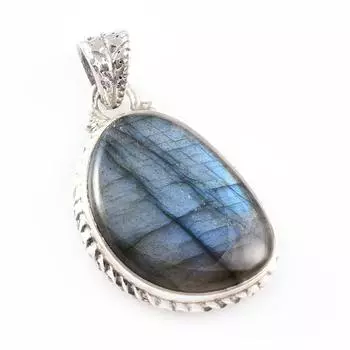 Natural Labradorite Gemstone 925 Solid Sterling Silver Jewelry Pendant 1.3 z7c09