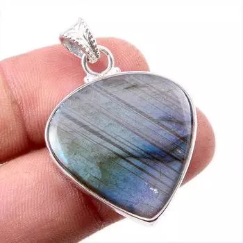 Natural Labradorite Gemstone 925 Solid Sterling Silver Jewelry Pendant 1.5 r3S14