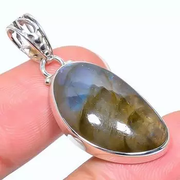 Natural Labradorite Gemstone 925 Solid Sterling Silver Gift Pendant 1.65 e8T99