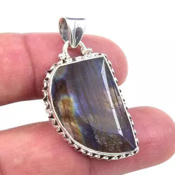 Natural Labradorite Gemstone 925 Solid Sterling Silver Gift Pendant 1.50 H9f58