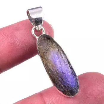 Natural Labradorite Gemstone 925 Solid Sterling Silver Gift Pendant 1.50 r4r74