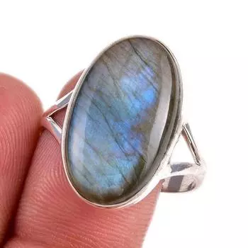 Natural Labradorite Gemstone 925 Solid Sterling Silver Jewelry Ring Size 10 w3n29