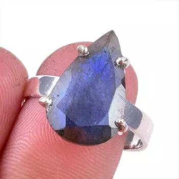 Natural Labradorite Gemstone 925 Solid Sterling Silver Jewelry Ring Size 9 B4q29