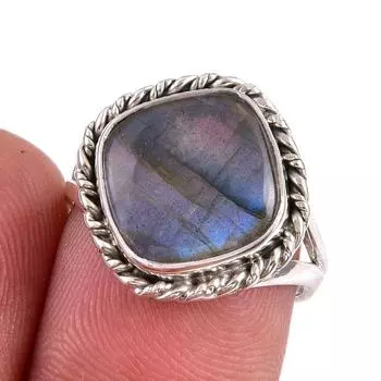 Natural Labradorite Gemstone 925 Solid Sterling Silver Jewelry Ring S.6.5 K4y09