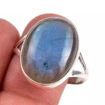 Natural Labradorite Gemstone 925 Solid Sterling Silver Jewelry Ring Size 11 E4b93