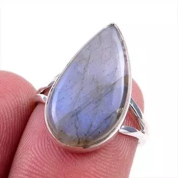 Natural Labradorite Gemstone 925 Solid Sterling Silver Jewelry Ring Size 6 y2m80