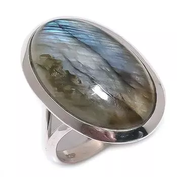 Natural Labradorite Gemstone 925 Solid Sterling Silver Jewelry Ring Size 9 i5Q65