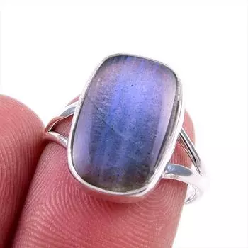 Natural Labradorite Gemstone 925 Solid Sterling Silver Jewelry Ring Size 7 b5j19