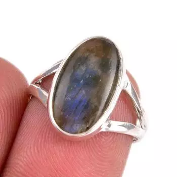 Natural Labradorite Gemstone 925 Solid Sterling Silver Jewelry Ring Size 6 C5Y10