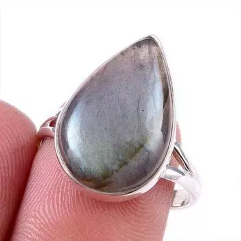 Natural Labradorite Gemstone 925 Solid Sterling Silver Jewelry Ring Size 8 i0p33