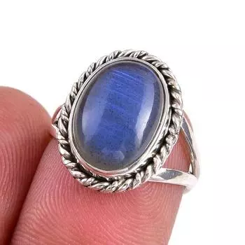Natural Labradorite Gemstone 925 Solid Sterling Silver Jewelry Ring S.5.5 B2S02