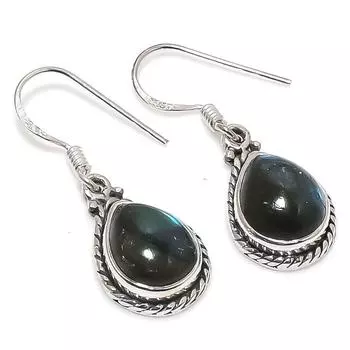 Natural Labradorite Gemstone 925 Solid Sterling Silver Gift Earring 1.25 k7d03