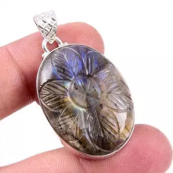 Natural Labradorite Gemstone 925 Solid Sterling Silver Gift Pendant 1.75 B0r79