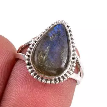 Natural Labradorite Gemstone 925 Solid Sterling Silver Jewelry Ring S.5.5 v4Y41