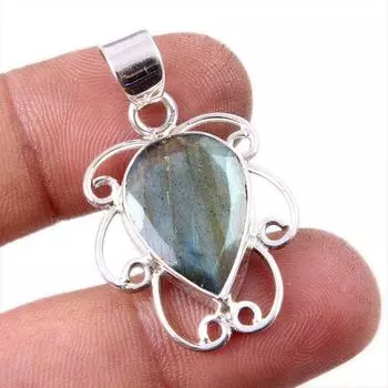 Natural Labradorite Gemstone 925 Solid Sterling Silver Jewelry Pendant 1.5 l8b00