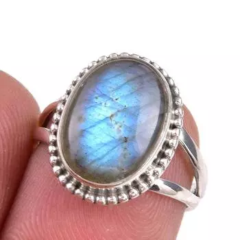 Натуральный лабрадорит драгоценный камень 925 проба серебро ювелирное кольцо р.5.5 Q5n56
