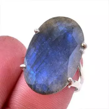 Natural Labradorite Gemstone 925 Solid Sterling Silver Jewelry Ring Size 7 Z7e19
