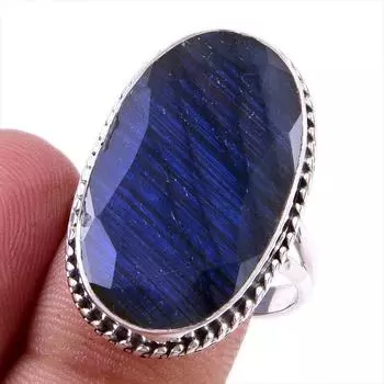 Natural Labradorite Gemstone 925 Solid Sterling Silver Jewelry Ring S.8.5 R6k77