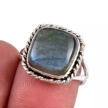 Natural Labradorite Gemstone 925 Solid Sterling Silver Jewelry Ring S.6.5 r2m41