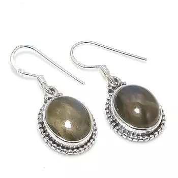 Natural Labradorite Gemstone 925 Solid Sterling Silver Gift Earring 1.25 n3Q69