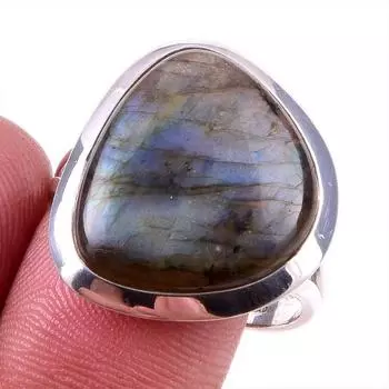 Natural Labradorite Gemstone 925 Solid Sterling Silver Jewelry Ring S.9.5 r4A66