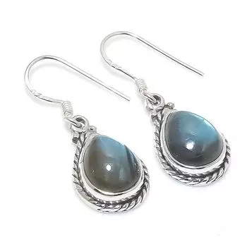 Natural Labradorite Gemstone 925 Solid Sterling Silver Gift Earring 1.25 I0Y22