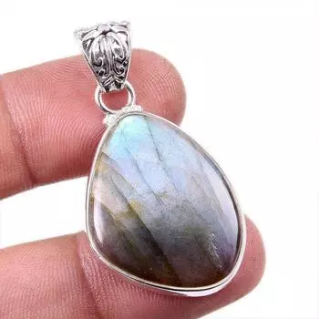 Natural Labradorite Gemstone 925 Solid Sterling Silver Jewelry Pendant 1.5 S6I08