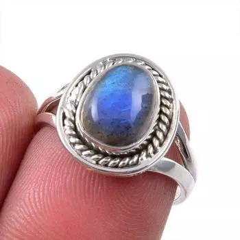 Natural Labradorite Gemstone 925 Solid Sterling Silver Jewelry Ring S.5.5 u4h00