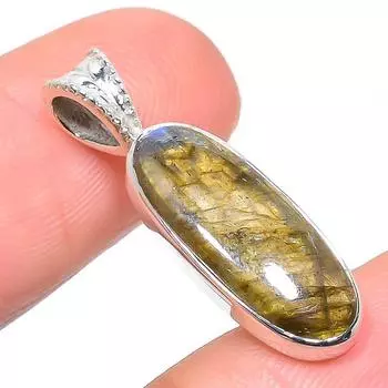 Natural Labradorite Gemstone 925 Solid Sterling Silver Gift Pendant 1.18 m5O47