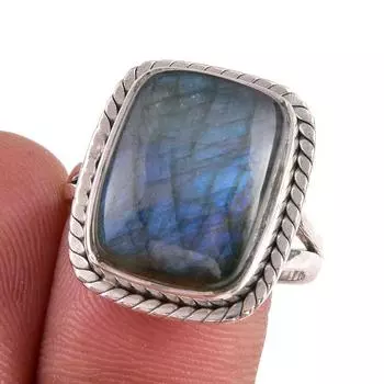 Natural Labradorite Gemstone 925 Solid Sterling Silver Jewelry Ring Size 6 z6t64