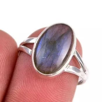 Natural Labradorite Gemstone 925 Solid Sterling Silver Jewelry Ring S.7.5 F6d15