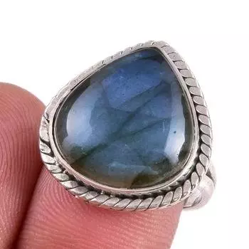 Natural Labradorite Gemstone 925 Solid Sterling Silver Jewelry Ring S.7.5 I0n66