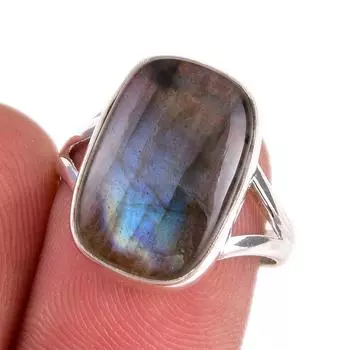 Natural Labradorite Gemstone 925 Solid Sterling Silver Jewelry Ring Size 7 B8m16