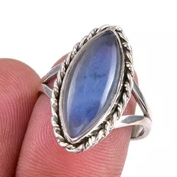 Natural Labradorite Gemstone 925 Solid Sterling Silver Jewelry Ring S.7.5 b2Q75