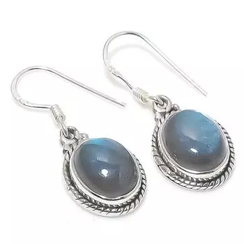 Natural Labradorite Gemstone 925 Solid Sterling Silver Gift Earring 1.25 G8c99