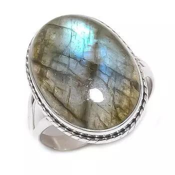 Natural Labradorite Gemstone 925 Solid Sterling Silver Jewelry Ring Size 10 m7f12