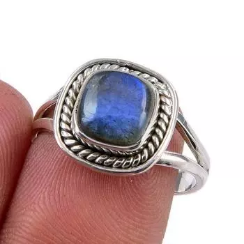 Natural Labradorite Gemstone 925 Solid Sterling Silver Jewelry Ring S.7.5 p6l96