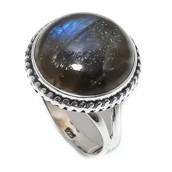 Natural Labradorite Gemstone 925 Solid Sterling Silver Jewelry Ring Size 8 R2a49