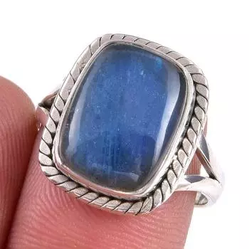 Natural Labradorite Gemstone 925 Solid Sterling Silver Jewelry Ring Size 8 e7i07