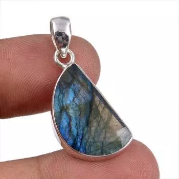 Natural Labradorite Gemstone 925 Solid Sterling Silver Gift Pendant 1.25 e8o63