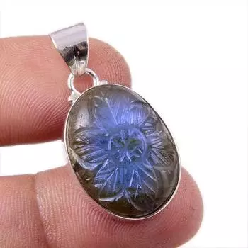 Natural Labradorite Gemstone 925 Solid Sterling Silver Gift Pendant 1.25 I2q17