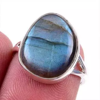 Natural Labradorite Gemstone 925 Solid Sterling Silver Jewelry Ring Size 6 N7c49