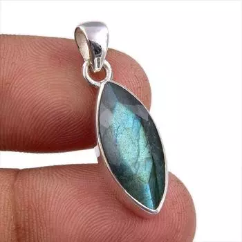 Natural Labradorite Gemstone 925 Solid Sterling Silver Gift Pendant 1.25 Y8U41