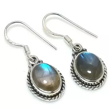 Natural Labradorite Gemstone 925 Solid Sterling Silver Gift Earring 1.25 J7K47